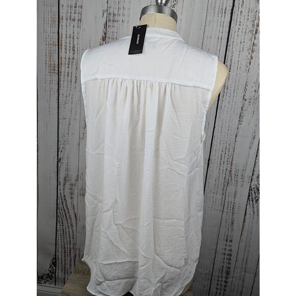 Alfani Women's Satin V-Neck Tank Top Bright White Size XL *FLAW* - Picture 5 of 6